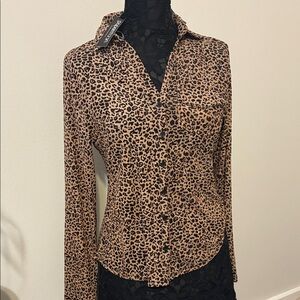 Leopard Print Button-Up Women's Top
